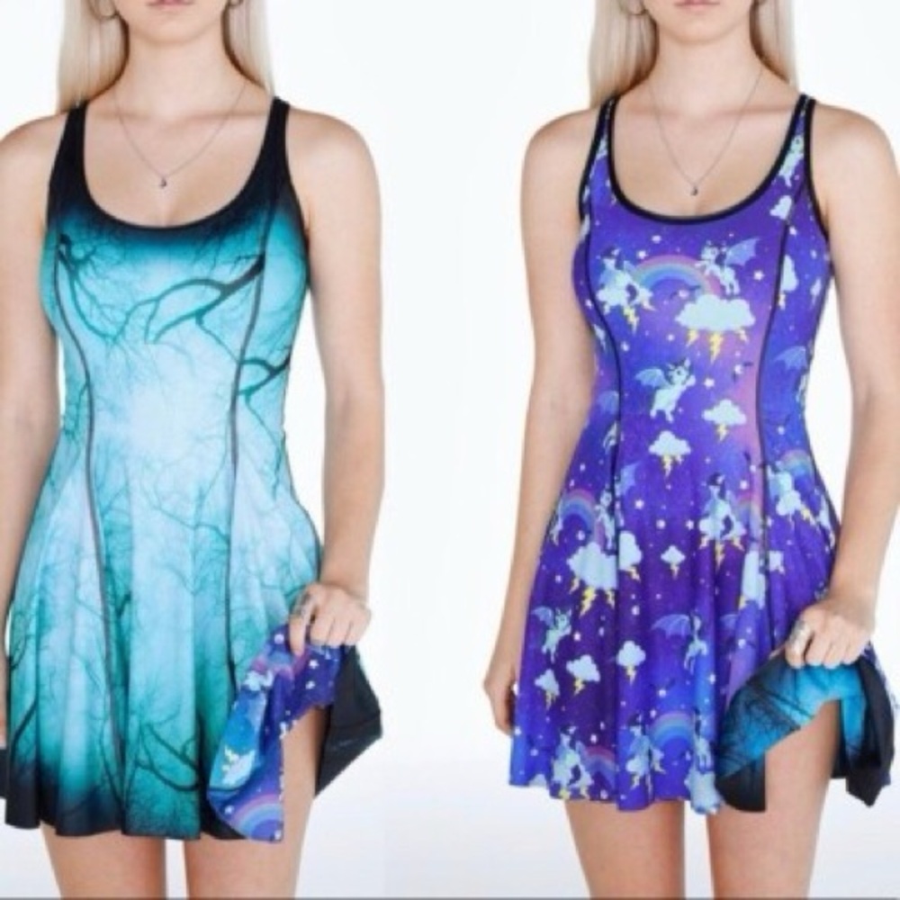 Blackmilk Womens Midnight Forest VS So Cute I Could Die Inside out dress NWOT